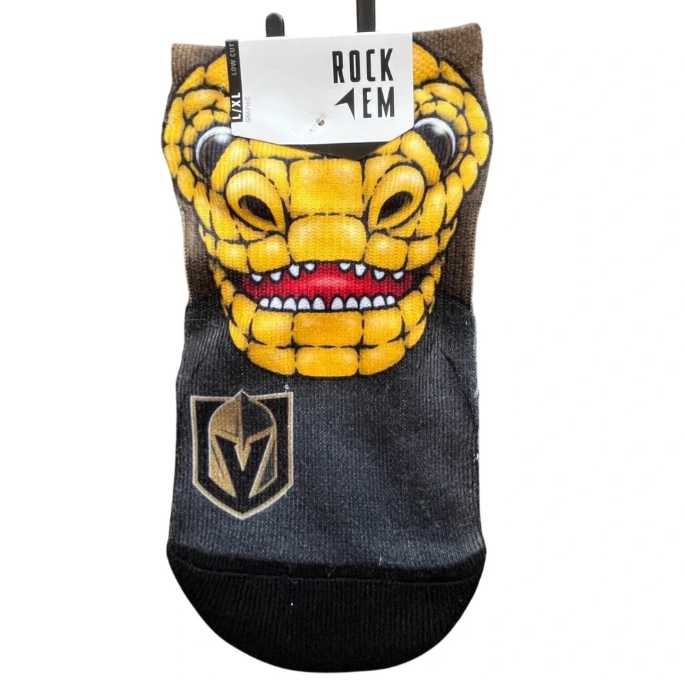NEW WITH TAGS Rock Em Socks Vegas Golden Knights‎ NHL Graphic Low Cut Socks L/XL